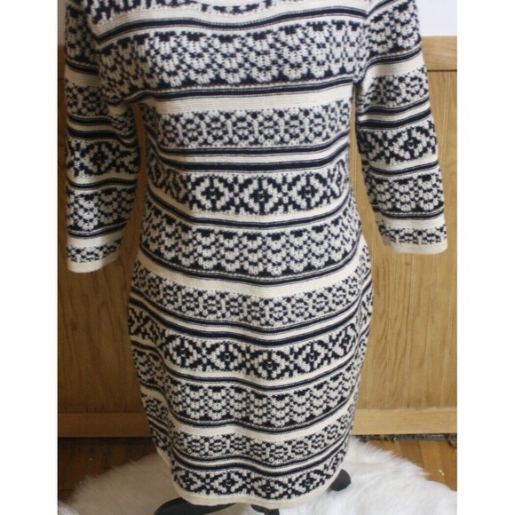 Maurice's Women Black & Cream Sweater Dress SZ L Stretchy Crew Neck 3/4 Sleeve - Picture 3 of 9